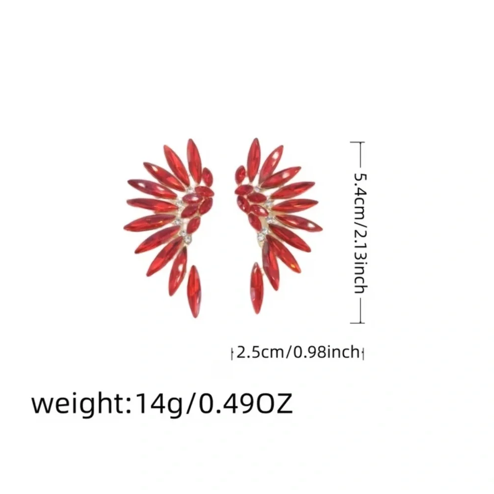 Elegant Gold Winged Earrings. Luxury Wing Alloy Inlaid Glass earrings. Lucky 🪽